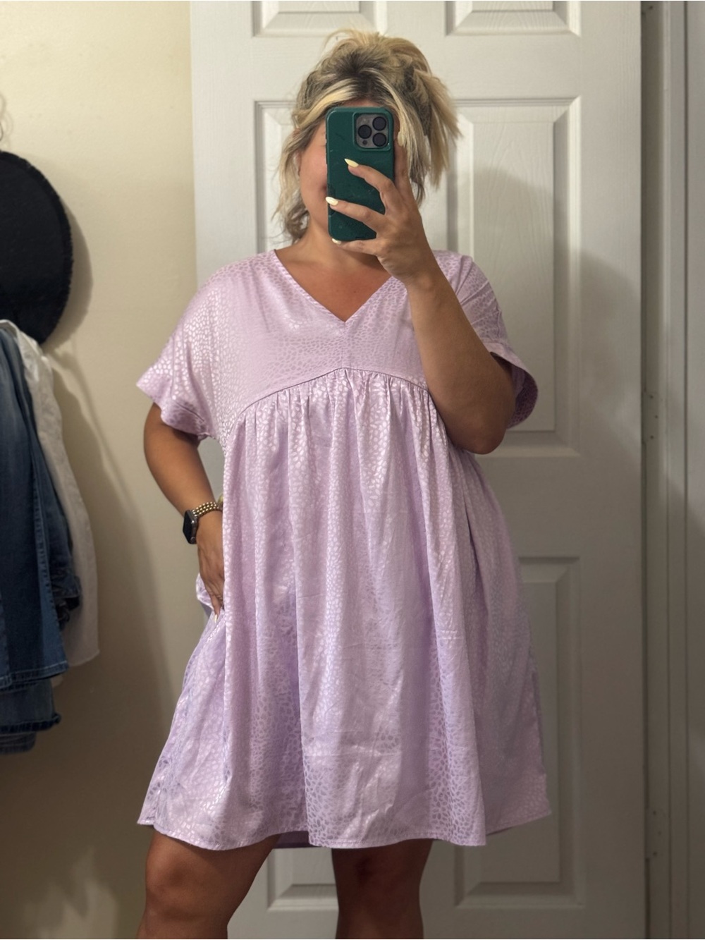 entro Lilac Textured Scoop Neck Dress
